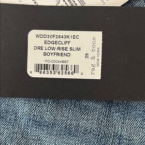 rag & bone light blue denim Edgecliff DRE Low-Rise Slim Boyfriend Jeans